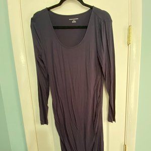 Navy Long Sleeved Midi Maternity Dress